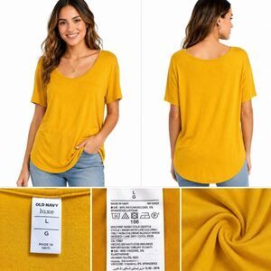Old Navy Luxe Yellow Scoop Neck Tee Women's Large